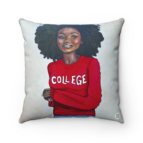 College (Red & White) Square Pillow - Fearlessly Hue by Dana Todd Pope