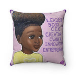 L.B.C. III Girl Square Pillow - Fearlessly Hue by Dana Todd Pope