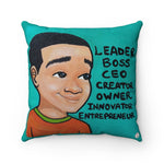 "L.B.C., I" 18"x18" Faux Suede Square Pillow