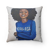 College Blue & White Square Pillow - Fearlessly Hue by Dana Todd Pope