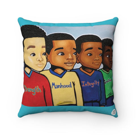 Strength, Manhood, Integrity, Greatness Square Pillow - Fearlessly Hue by Dana Todd Pope