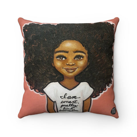 Iam... S, P, K, I Suede Square Pillow - Fearlessly Hue by Dana Todd Pope