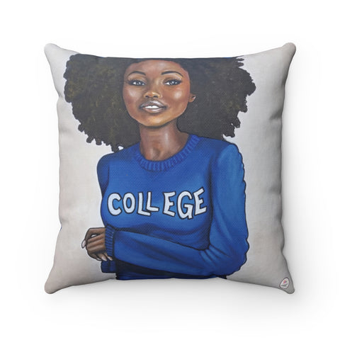 "COLLEGE (BLUE AND WHITE)" 18"x18" Square Pillow