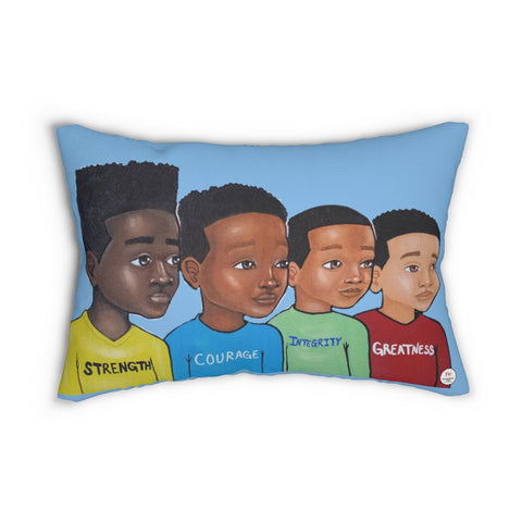"Strength, Courage, Integrity, Greatness" 14"x20" Spun Polyester Rectangular  Pillow