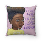 "L.B.C., Girl III" 18"x18" Faux Suede Square Pillow