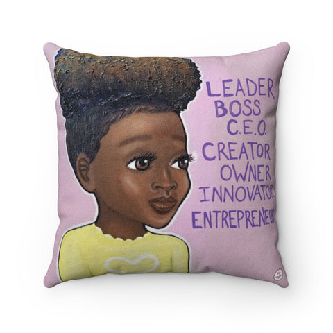 "L.B.C., Girl III" 18"x18" Faux Suede Square Pillow