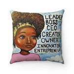 "L.B.C., Girl II" 18"x18" Faux Suede Square Pillow