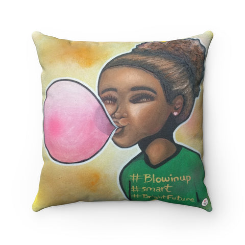 "Blowin Up" Girl 18"x18" Faux Suede Square Pillow