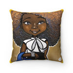 Fashionista (Blue & Gold) Square Pillow - Fearlessly Hue by Dana Todd Pope