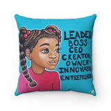 "L.B.C., Girl I" 18"x18" Faux Suede Square Pillow
