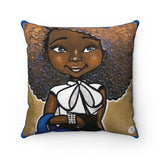 Fashionista (Blue & White) Square Pillow - Fearlessly Hue by Dana Todd Pope