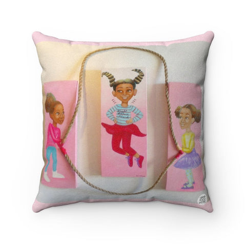 Jumping to Higher Heights Square Pillow - Fearlessly Hue by Dana Todd Pope