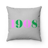College 1908 Pink & Green Square Pillow - Fearlessly Hue by Dana Todd Pope